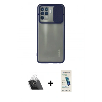 MARSİLYAN™- Reno 5 Lite Kılıf Vadi Çizgi - Şeffaf Pasifik Cam Ekran Koruyucu + Kamera Lens Koruma Cam - SF