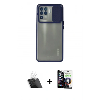 MARSİLYAN™- Reno 5 Lite Kılıf Vadi Çizgi - Şeffaf Temperli Cam Ekran Koruyucu + Kamera Lens Koruma Cam - SF
