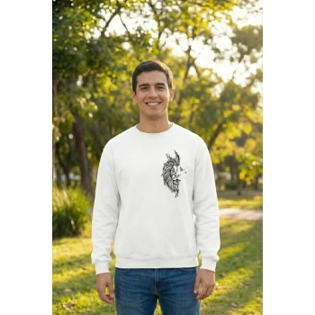 MARSiLYAN- Sevgililer Günü Baskılı Oversize Bisiklet Yaka Sweatshirt - Beyaz