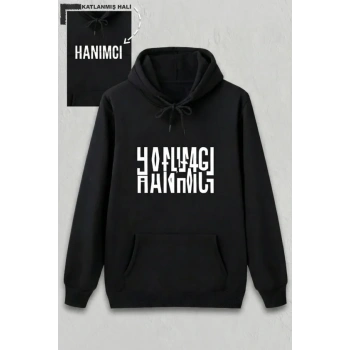MARSiLYAN- Sevgililer Günü Hanımcı Hediye Baskılı Oversize Kapüşonlu Sweatshirt - Siya