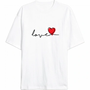 MARSiLYAN- Sevgililer Günü İçin Özel Tasarım Love Baskılı T-shirt - Beyaz