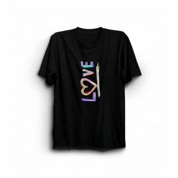 MARSiLYAN- Sevgililer Günü İçin Özel Tasarım Love Baskılı T-shirt - Siyah