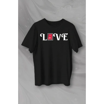 MARSiLYAN- Sevgililer Günü İçin Özel Tasarım Love Baskılı T-shirt - Siyah