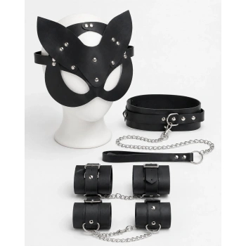MARSiLYAN- Siyah Maske Tasma Kelepçe Harness 4lü Set Premium Konsept Aksesuar