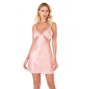 MARSiLYAN-  Somon Kısa Saten Gecelik