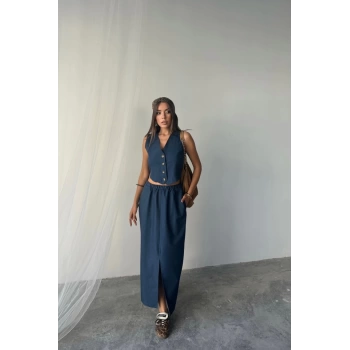 MARSiLYAN- TENCEL YELEK  YIRTMAÇLI ETEK TAKIM
