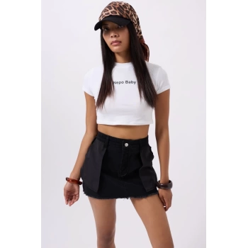 MARSiLYAN- Ters Detay Denim Mini Etek