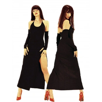 MARSiLYAN-  TP101199 Derin Yırtmaçlı Eldivenli Elbise