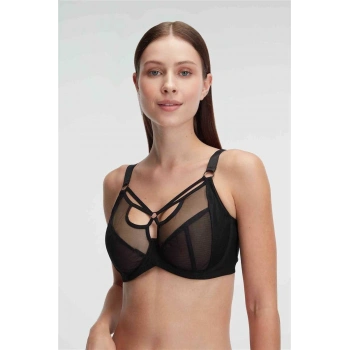 MARSiLYAN-  Tüllü Balenli Desteksiz Dolgusuz Yaka Detaylı Toparlayıcı Küçültücü Sütyen