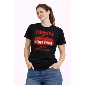 MARSiLYAN- TÜRKİYE Baskılı Tişört Ay Yıldız 2026 Dünya Kupası Taraftar Forma T-Shirt - Siyah