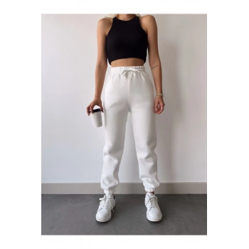 MARSiLYAN- Üç İplik Basic Lastikli Eşofman Pantolon - Beyaz