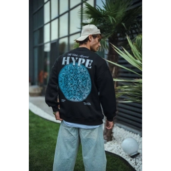 MARSiLYAN- Üç İplik Bisiklet Yaka Baskılı SweatShirt - Siyah