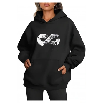 MARSiLYAN- Üç İplik Kapşonlu 10 Kasıma Özel SweatShirt - Siyah