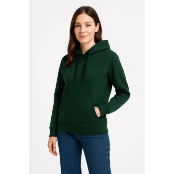 MARSiLYAN- Üç İplik Kapüşonlu Kanguru Çepli SweatShirt Hoodie - Haki