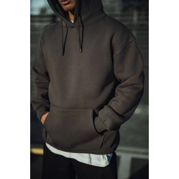 MARSiLYAN- Üç İplik Penye Kapşonlu Basic SweatShirt - Antrasit