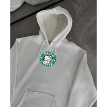 MARSiLYAN- Üç İplik Penye Uzun Kol Kapşonlu SweatShirt - Beyaz
