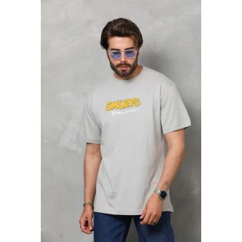 MARSiLYAN- Unisex Basic Bisiklet Yaka Oversize T-Shirt - Gri