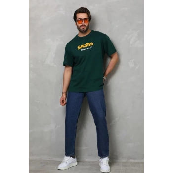 MARSiLYAN- Unisex Basic Bisiklet Yaka Oversize T-Shirt - Yeşil