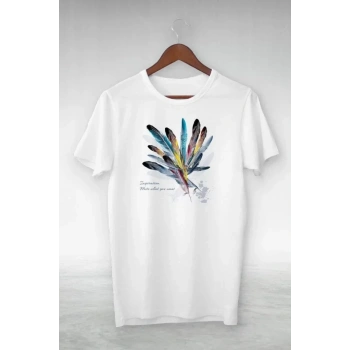 MARSiLYAN- Unisex Baskılı Oversize T-Shirt - Beyaz
