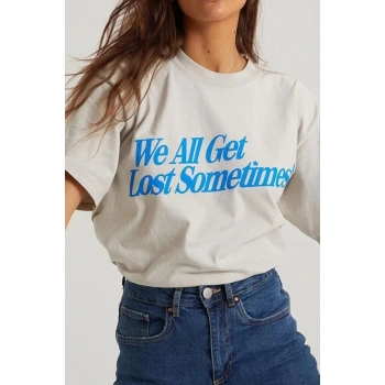 MARSiLYAN- Unisex Baskılı Oversize T-Shirt - Beyaz