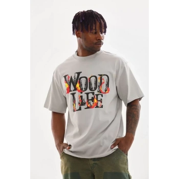 MARSiLYAN- Unisex Baskılı Oversize T-Shirt - Gri