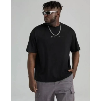 MARSiLYAN- Unisex Baskılı Oversize T-Shirt - Siyah