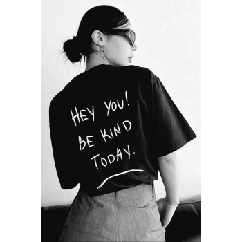 MARSiLYAN- Unisex Baskılı Oversize T-Shirt - Siyah