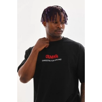 MARSiLYAN- Unisex Baskılı Oversize T-Shirt - Siyah