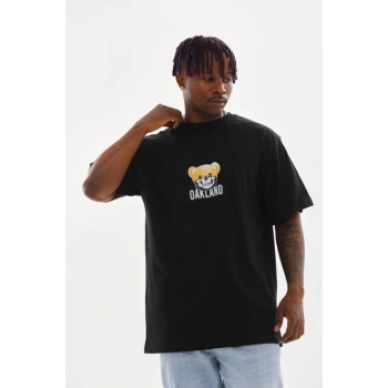 MARSiLYAN- Unisex Baskılı Oversize T-Shirt - Siyah