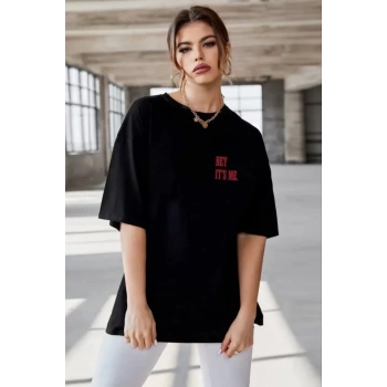 MARSiLYAN- Unisex Baskılı Oversize T-Shirt - Siyah