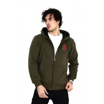 MARSiLYAN- Unisex Baskılı Tam Fermuarlı Kapşonlu SweatShirt - Haki