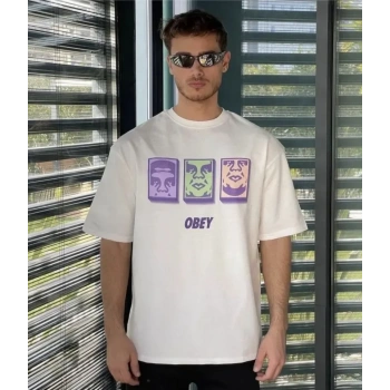 MARSiLYAN- Unisex Bisiklet Yaka Baskılı Oversize T-Shirt - Beyaz