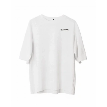 MARSiLYAN- Unisex Bisiklet Yaka Baskılı Oversize T-Shirt - Beyaz