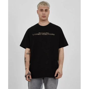 MARSiLYAN- Unisex Bisiklet Yaka Baskılı Oversize T-Shirt - Siyah