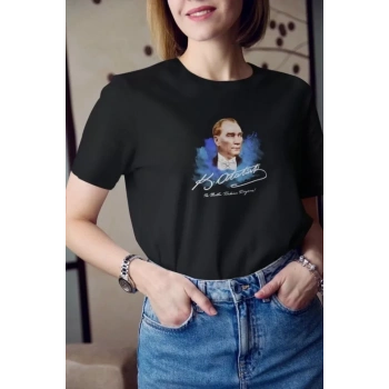 MARSiLYAN- Unisex Bisiklet Yaka Baskılı Oversize T-Shirt - Siyah