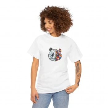 MARSiLYAN- Unisex Bisiklet Yaka Baskılı T-Shirt - Beyaz