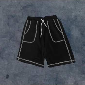 MARSiLYAN- Unisex Dikişli Cepli Oversize Şort - Siyah