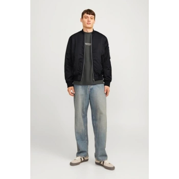 MARSiLYAN- Unisex İçi Astarlı Düz Bomber Ceket - Siyah