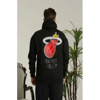 MARSiLYAN- Unisex Kapşonlu Baskılı Sweetshirt - Siyah