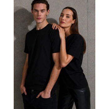 MARSiLYAN- Unisex Kısa Kollu Bisiklet Yaka Basic Viskon Bluz