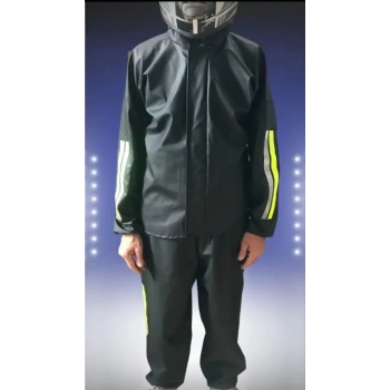 MARSiLYAN- Unisex Tam Kalıp Motorcu Kurye Su Gecirmez Yağmurluk Takım - Siyah