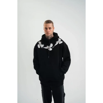 MARSiLYAN- Unisex Uzun Kol Bisiklet Yaka Yıkamalı SweatShirt - Siyah