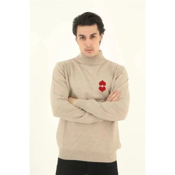 MARSiLYAN- Unisex Yarım Boğazlı Baskılı Dokuma Triko
