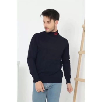 MARSiLYAN- Unisex Yarım Boğazlı Baskılı Dokuma Triko