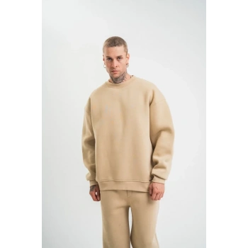 MARSiLYAN- Uzun Kol Bisiklet Yaka Basic SweatShirt - Bej
