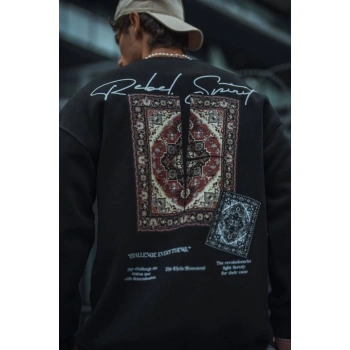 MARSiLYAN- Uzun Kol Bisiklet Yaka Baskılı SweatShirt - Siyah