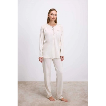 MARSiLYAN-  Uzun Kollu T-Shirt ve Pantolon Pijama Takım