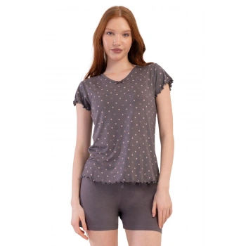 MARSiLYAN- Vıscon V Yaka Kısa Kol Şortlu Pijama Takım K409290