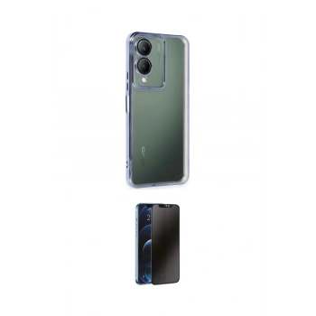 MARSİLYAN™- Y17S Kılıf Vadi Minimal - Siyah 3D Antistatik Hayalet Cam Ekran Koruyucu