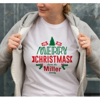 MARSiLYAN- Yılbaşı Merry Christmas Miller Baskılı Oversize Bisiklet Yaka T-shirt - Beyaz